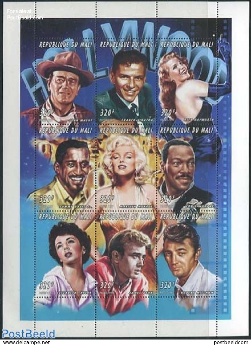 Mali 1997 American Film Actors 9v M/s, Mint NH, Performance Art - Marilyn Monroe - Movie Stars - Actores