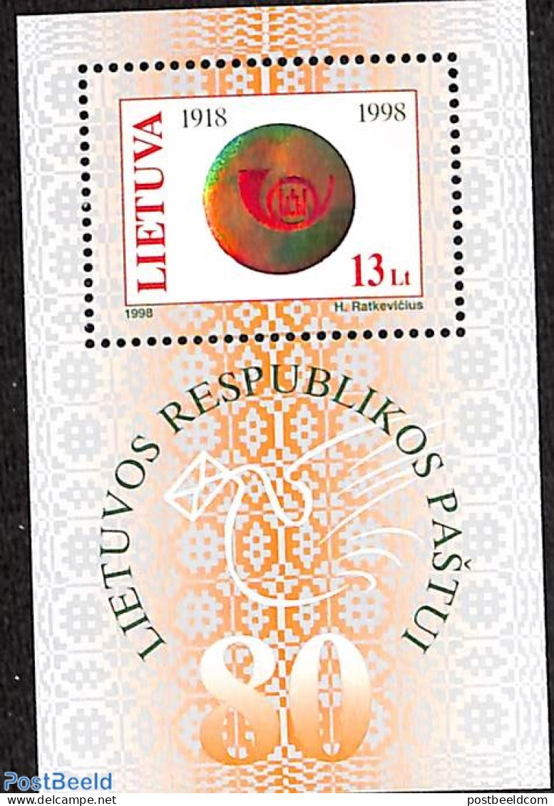 Lithuania 1998 Post Anniversary, Hologram S/s, Mint NH, Various - Post - Holograms - Posta