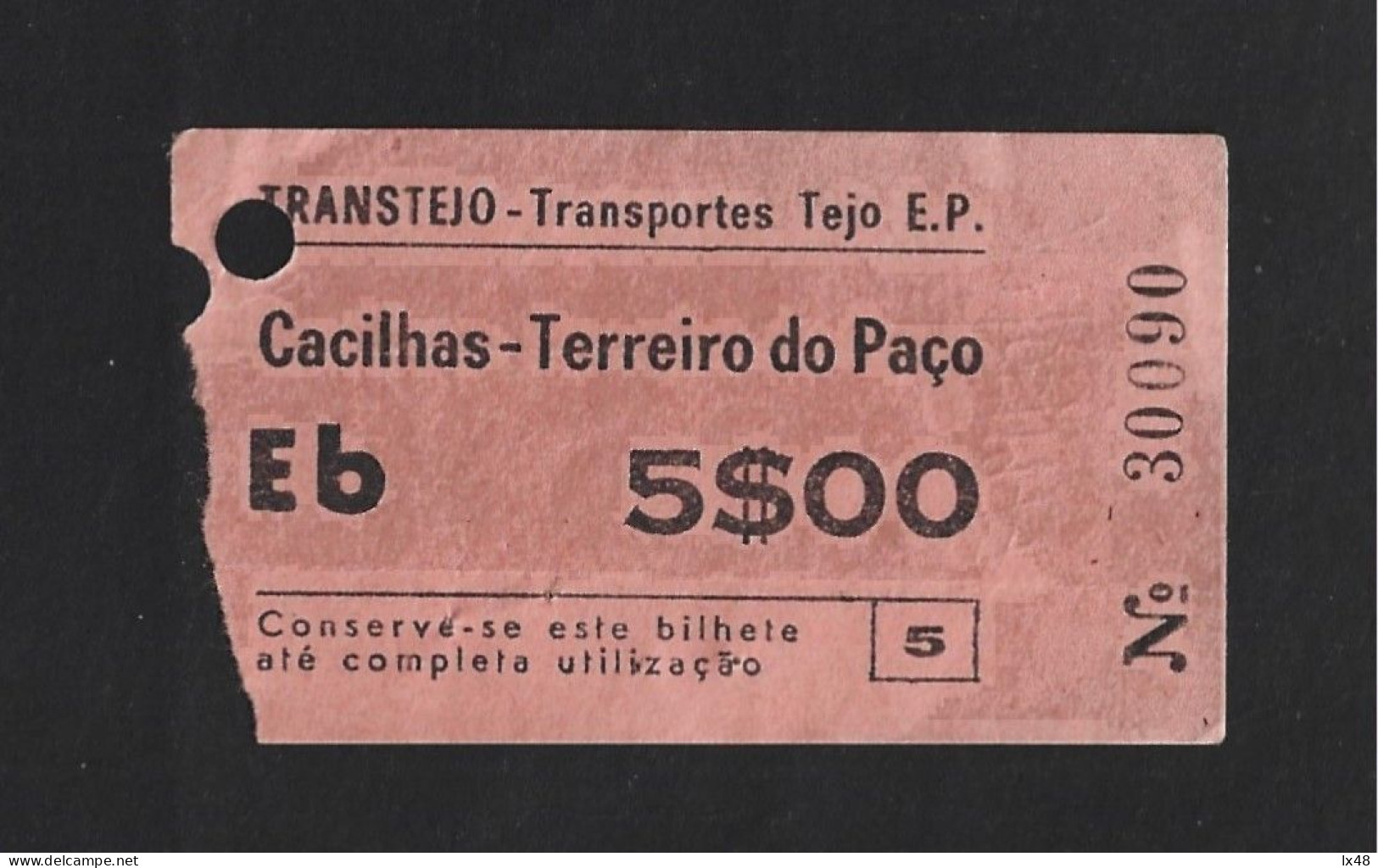 Transtejo Ticket From Cacilhas, Almada, Terreiro Do Paço, Lisbon. Cacilheiro. Boat Ticket. Bilhete Da Transtejo De Cacil - Mondo