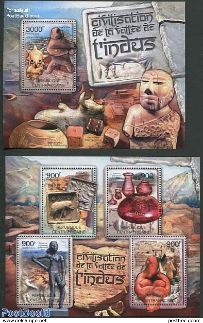 Central Africa 2012 Indus Civilisation 2 S/s, Mint NH, History - Archaeology - Art - Ceramics - Sculpture - Archaeology