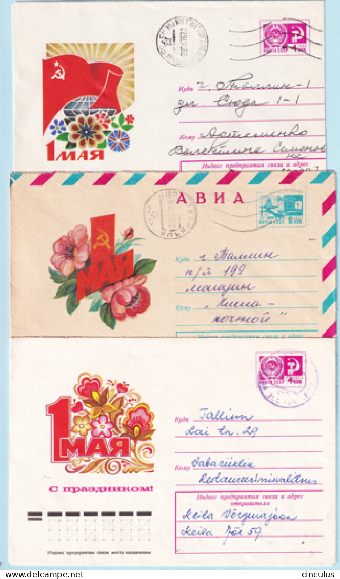 USSR 1976.0204-0209. May Day. Prestamped Covers (3), Used - 1970-79