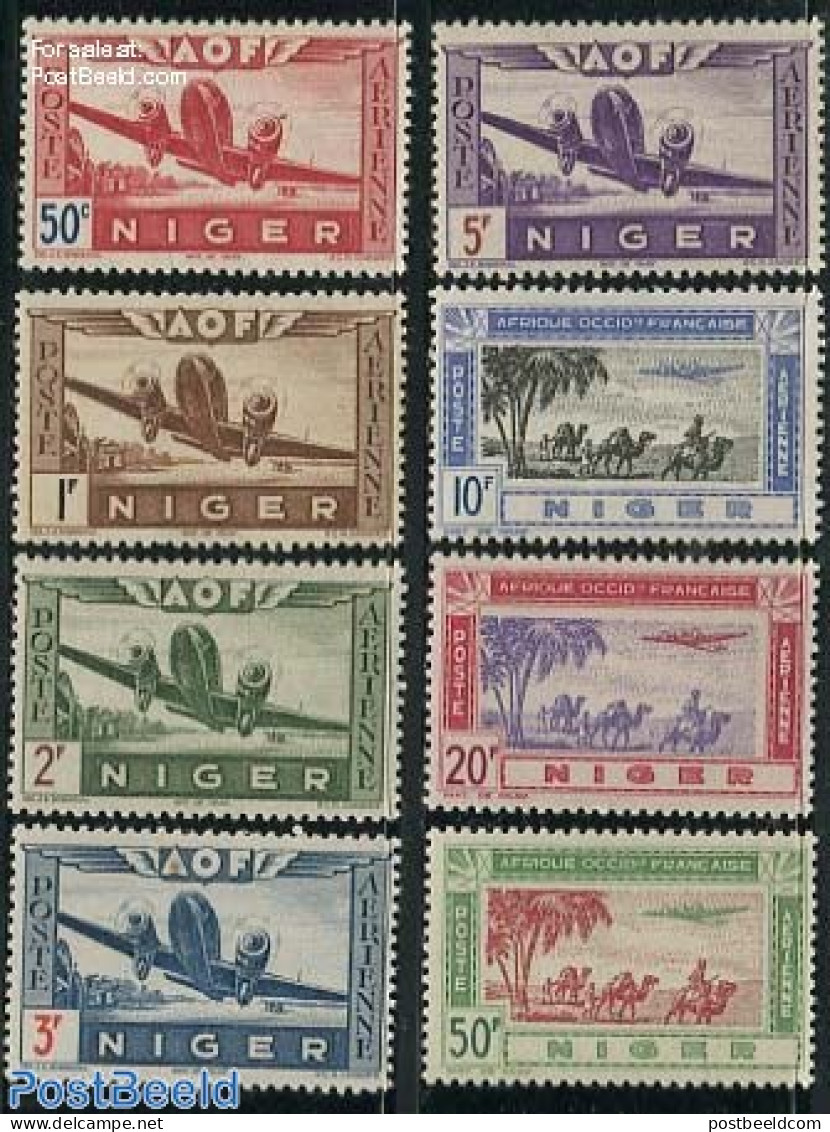Niger 1942 Airmail Def. 8v, Mint NH, Nature - Transport - Camels - Aircraft & Aviation - Aviones