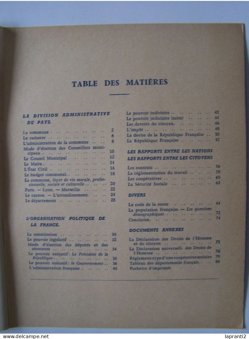 CAHIER D'INSTRUCTION CIVIQUE. - 12-18 Years Old