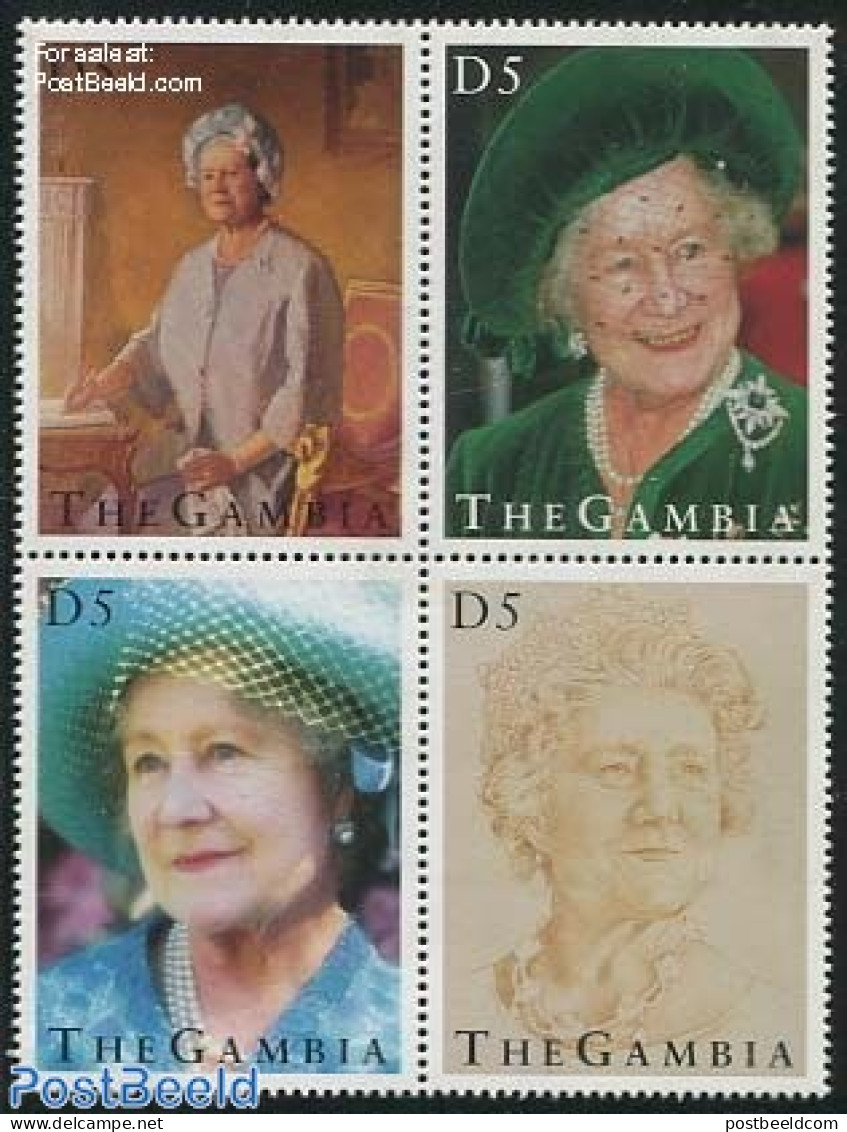 Gambia 1995 Queen Mother 4v [+] Or [:::], Mint NH, History - Kings & Queens (Royalty) - Königshäuser, Adel