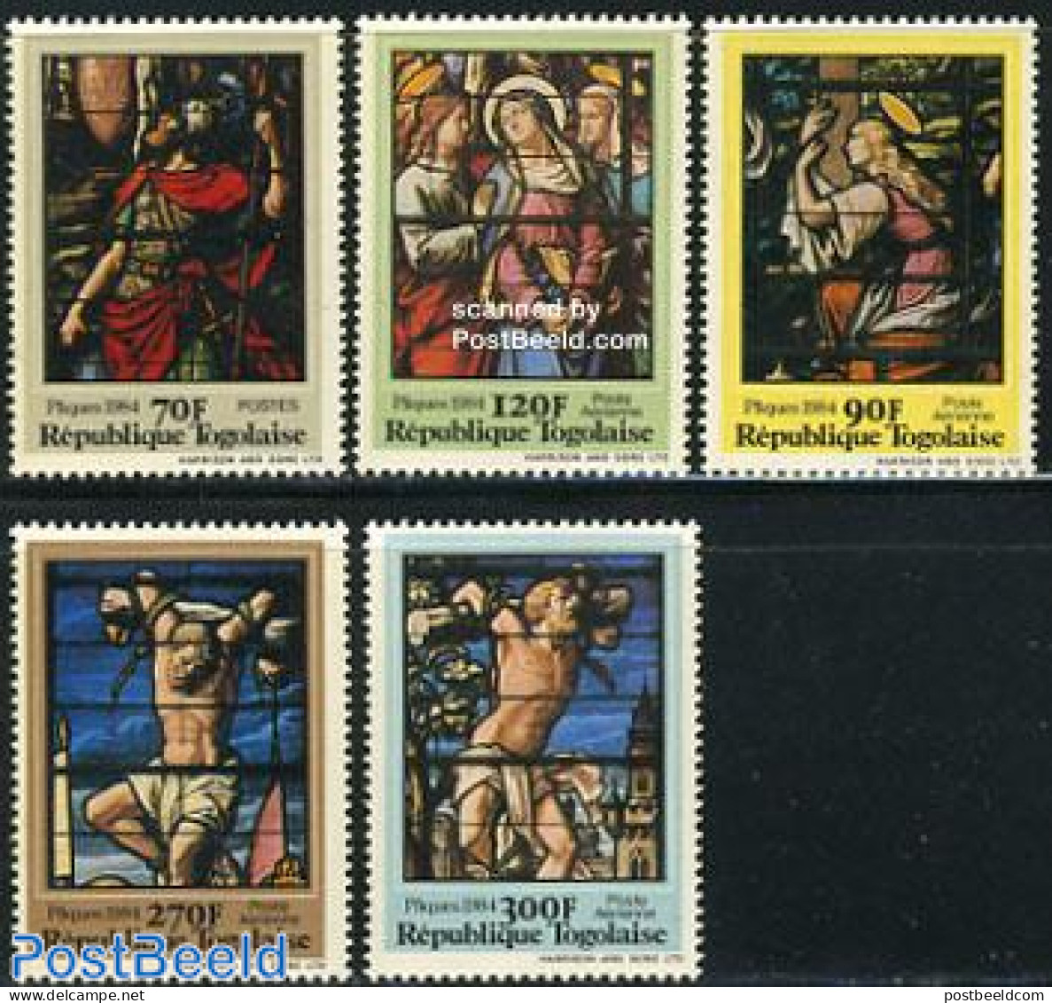 Togo 1984 Easter 5v, Mint NH, Religion - Religion - Art - Stained Glass And Windows - Vetri & Vetrate