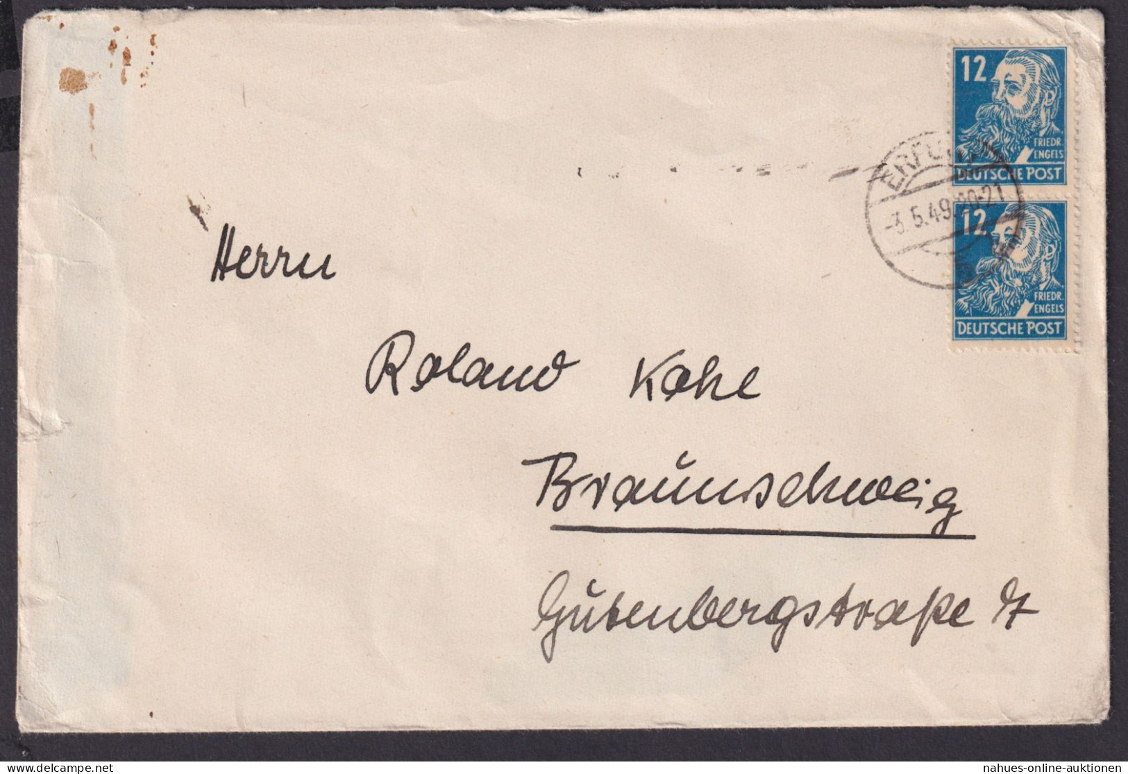 SBZ Brief MEF 216 Persönlichkeiten Erfurt N. Braunschweig - Sonstige & Ohne Zuordnung