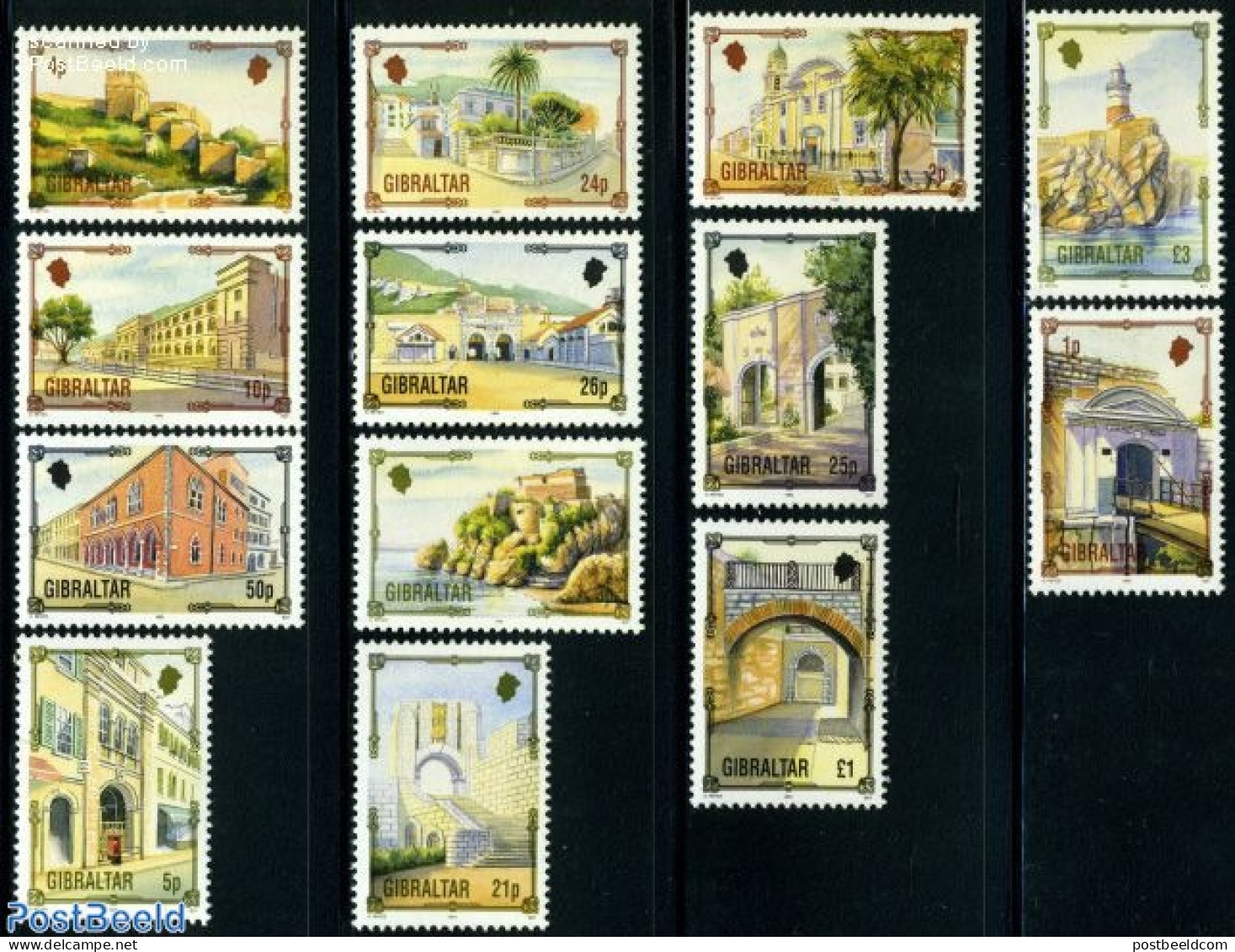 Gibraltar 1993 Definitives 13v, Mint NH, Various - Lighthouses & Safety At Sea - Art - Castles & Fortifications - Phares