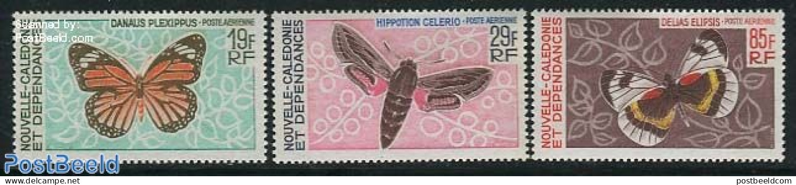 New Caledonia 1967 Butterflies 3v, Air Mail, Mint NH, Nature - Butterflies - Nuevos
