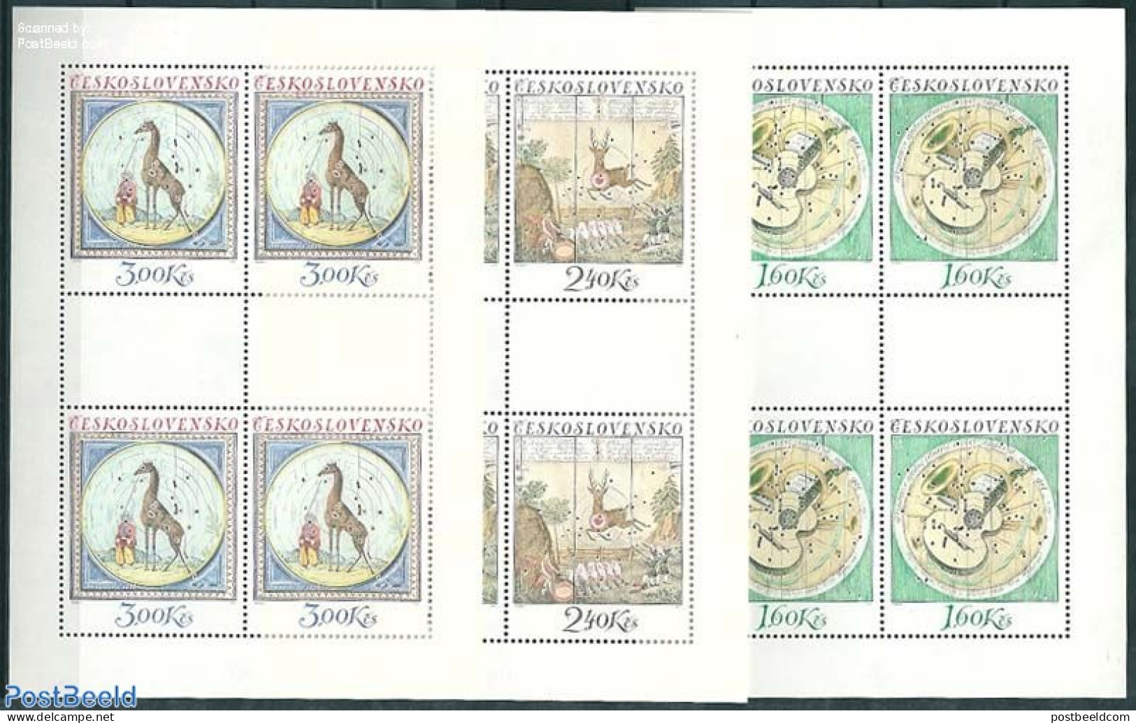 Czechoslovkia 1974 Shooting Shields 3 M/ss, Mint NH, Nature - Performance Art - Sport - Various - Deer - Giraffe - Mus.. - Sonstige & Ohne Zuordnung