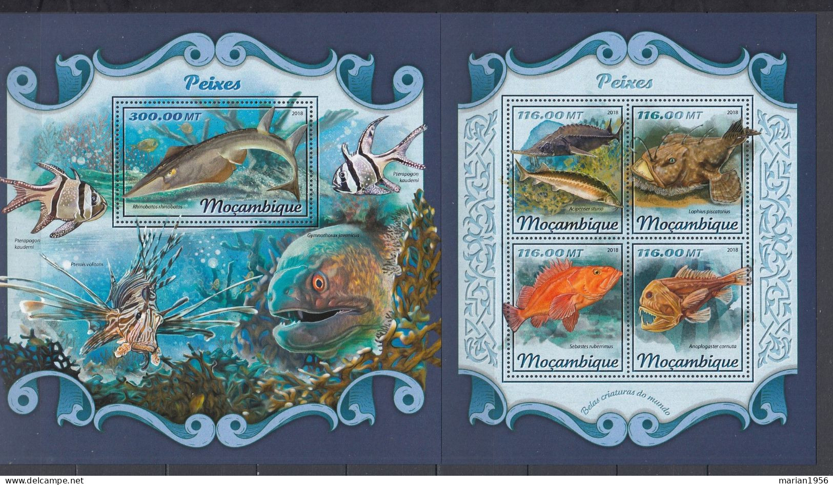 Mozambique 2018 - POISSONS - BL + BF - Michel 42,00 Eur. - MNH - Peces