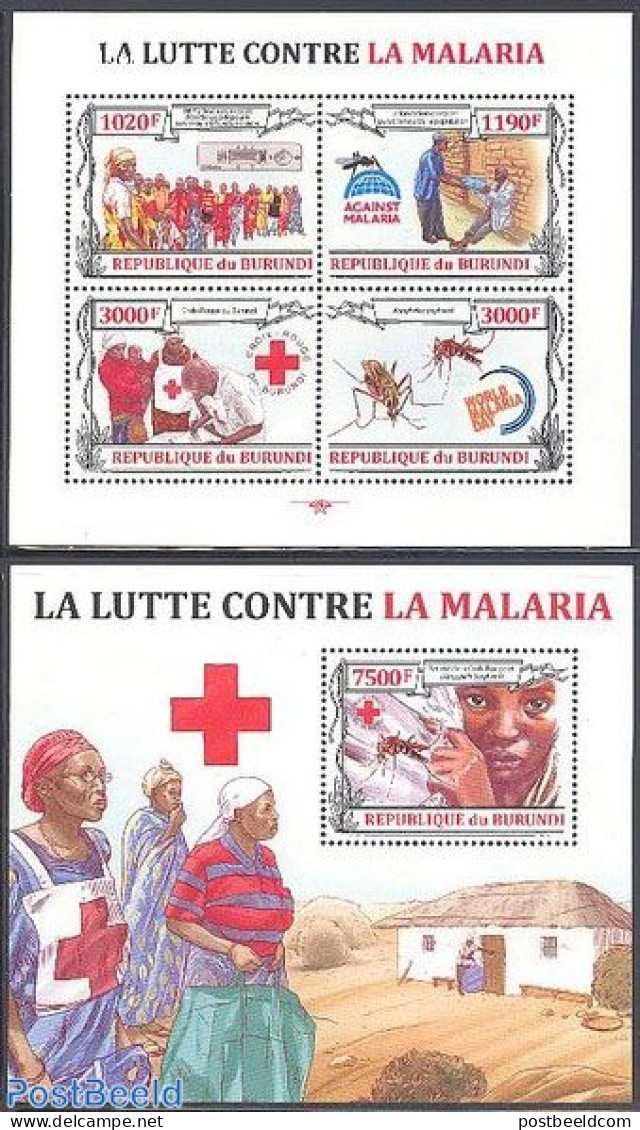Burundi 2013 Fight Against Malaria 2 S/s, Mint NH, Health - Nature - Health - Red Cross - Insects - Croce Rossa