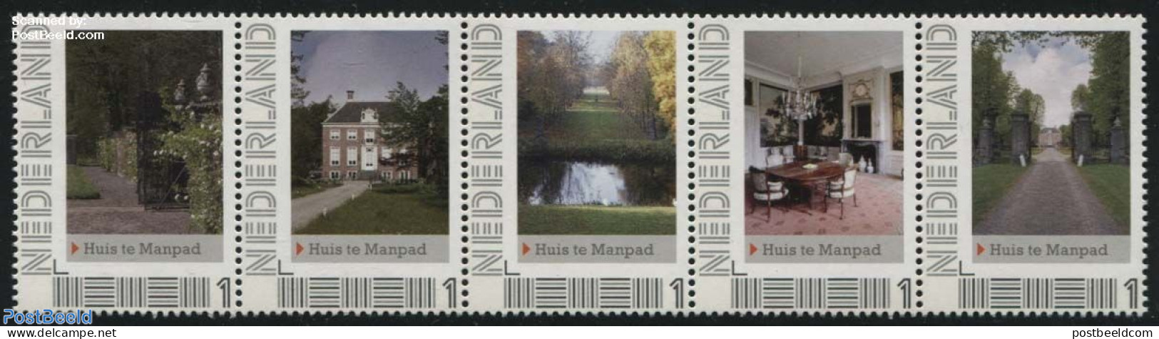 Netherlands - Personal Stamps TNT/PNL 2012 Huis Te Manpad 5v [::::], Mint NH, Castles & Fortifications - Châteaux