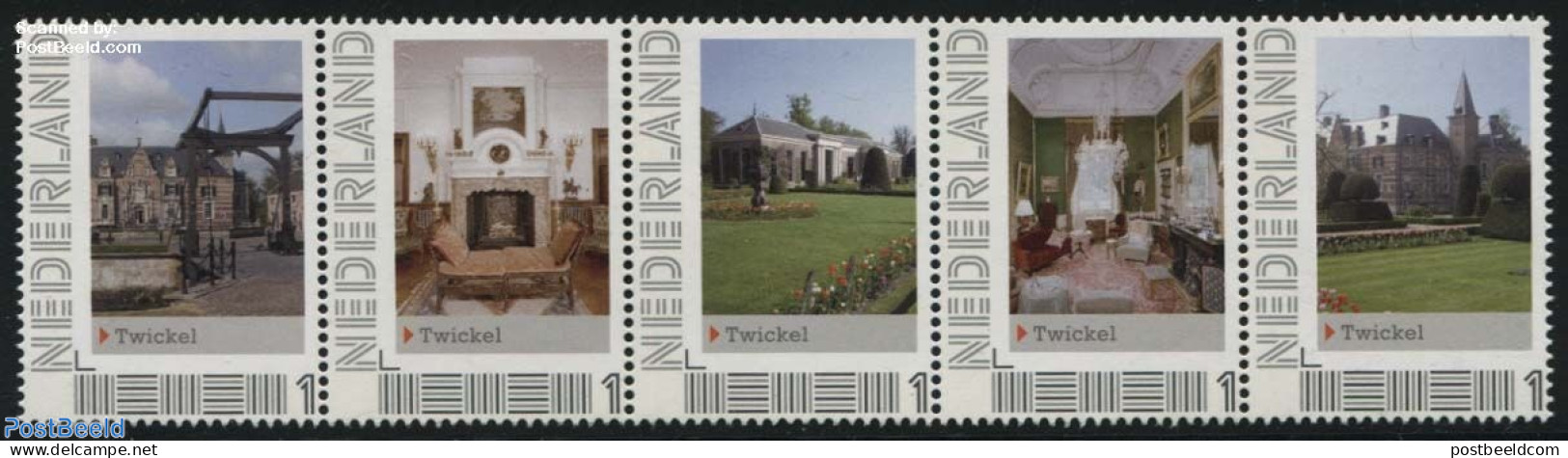 Netherlands - Personal Stamps TNT/PNL 2012 Twickel 5v [::::], Mint NH, Bridges And Tunnels - Castles & Fortifications - Bruggen