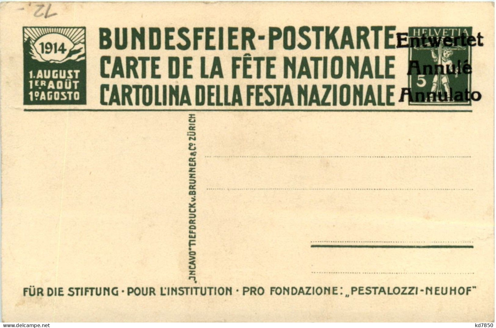 Pestalozzi In Yverdon - Bundesfeier 1914 - Yverdon-les-Bains 
