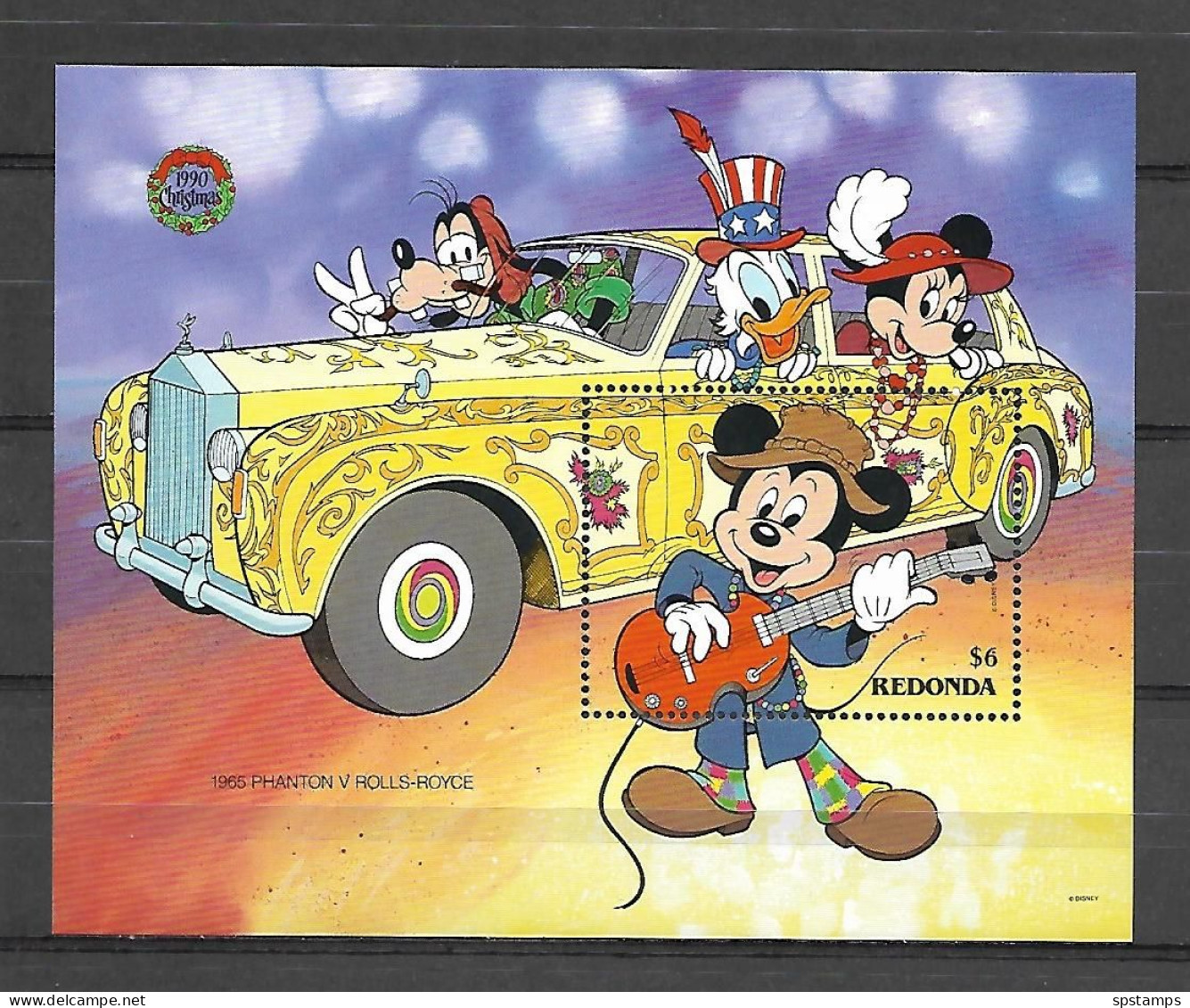 Disney Redonda 1990 Phanton V Rolls-Royce 1965 MS MNH - Disney