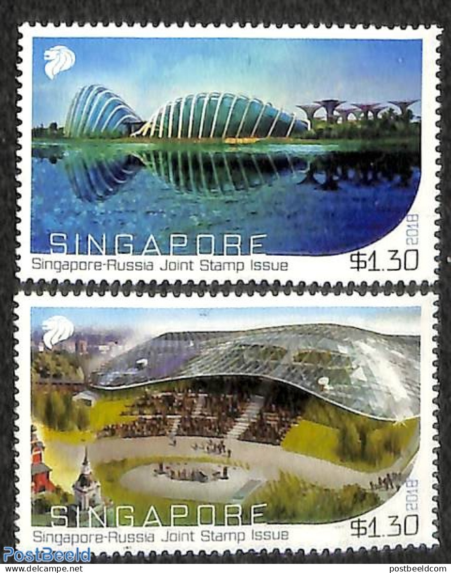 Singapore 2018 Joint Issue With Russia 2v, Mint NH, Various - Joint Issues - Art - Modern Architecture - Gemeinschaftsausgaben