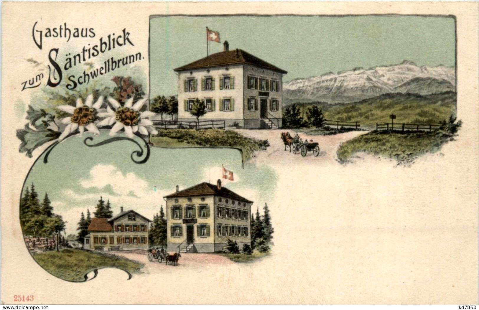 Schwellbrunn - Gasthaus Zum Säntisblick - Litho - Schwellbrunn