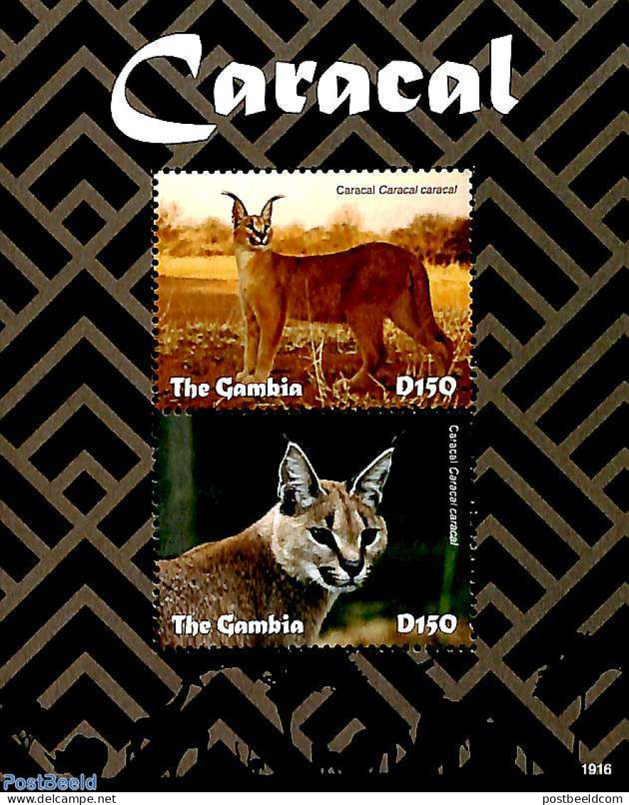 Gambia 2019 Caracal 2v M/s, Mint NH, Nature - Animals (others & Mixed) - Cat Family - Gambie (...-1964)