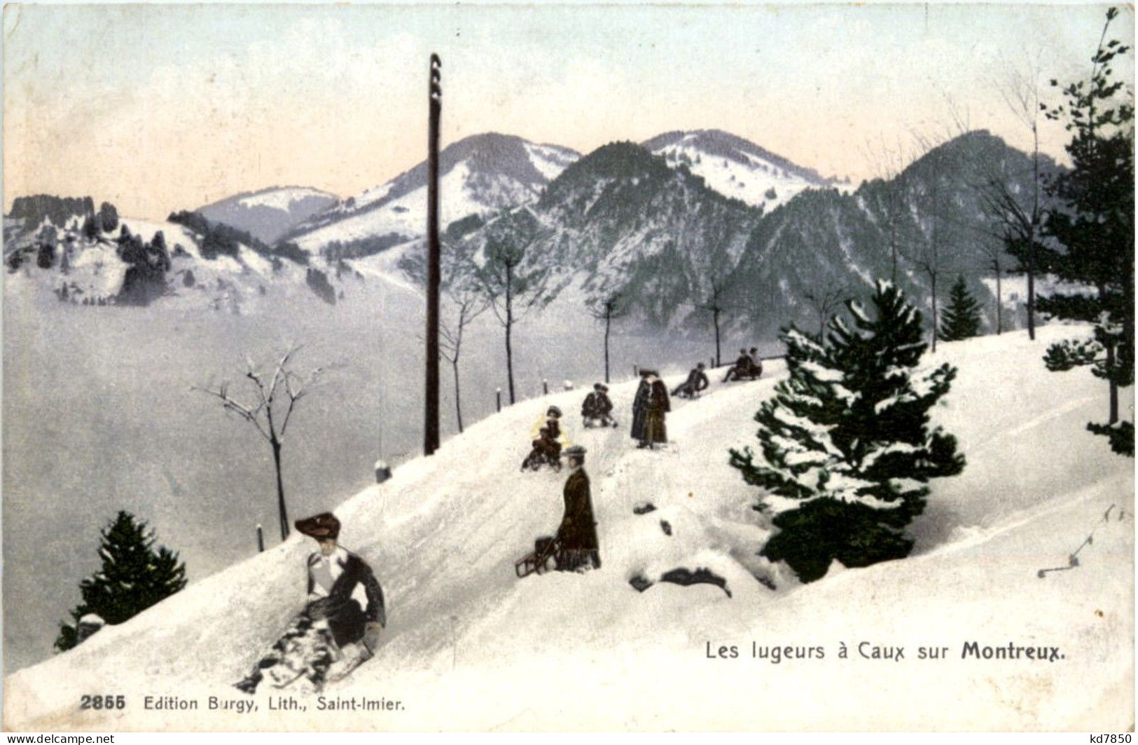 Les Lugeurs A Caux Sur Montreux En Hiver - Other & Unclassified