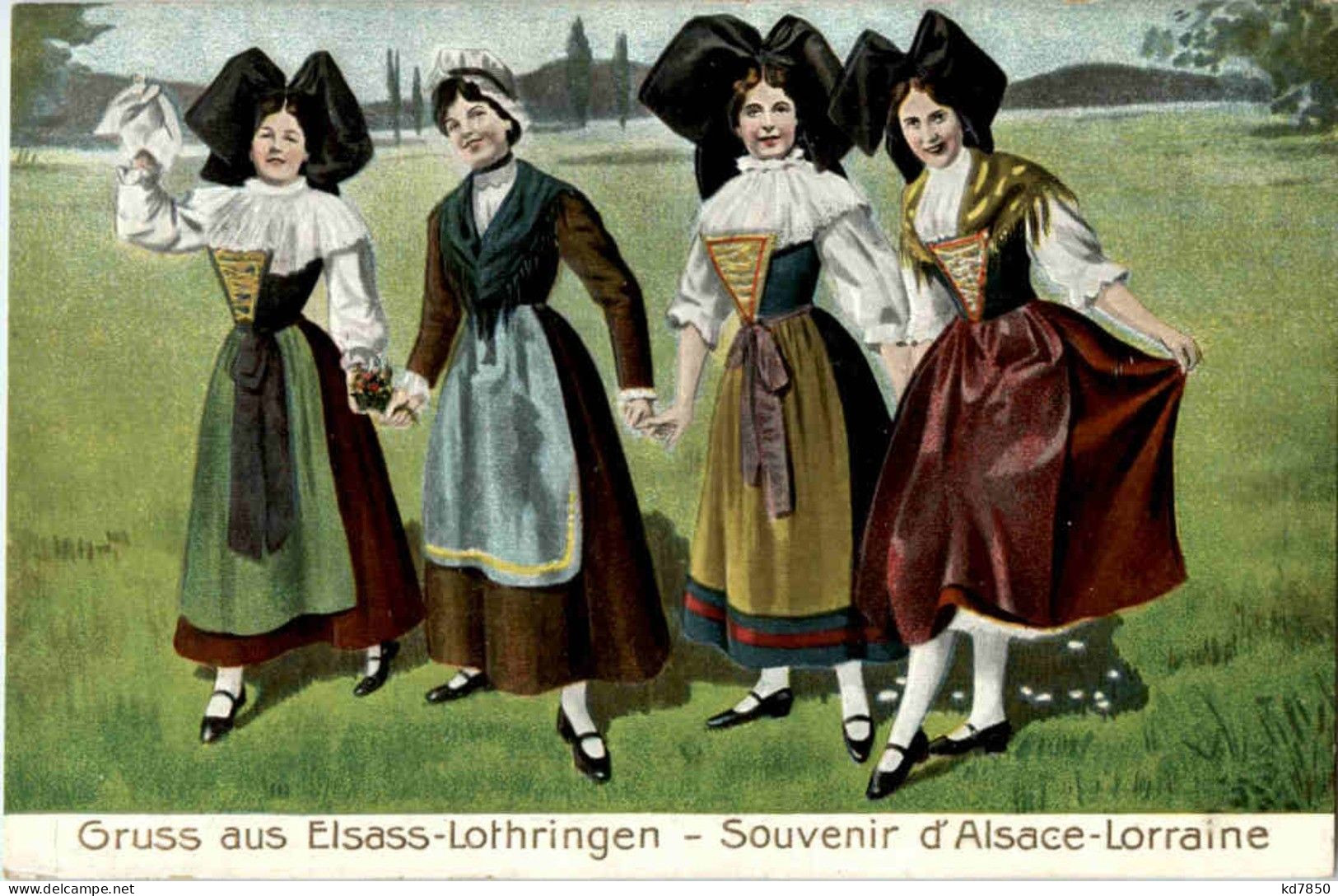 Elsässerin - Prägekarte - Costumes