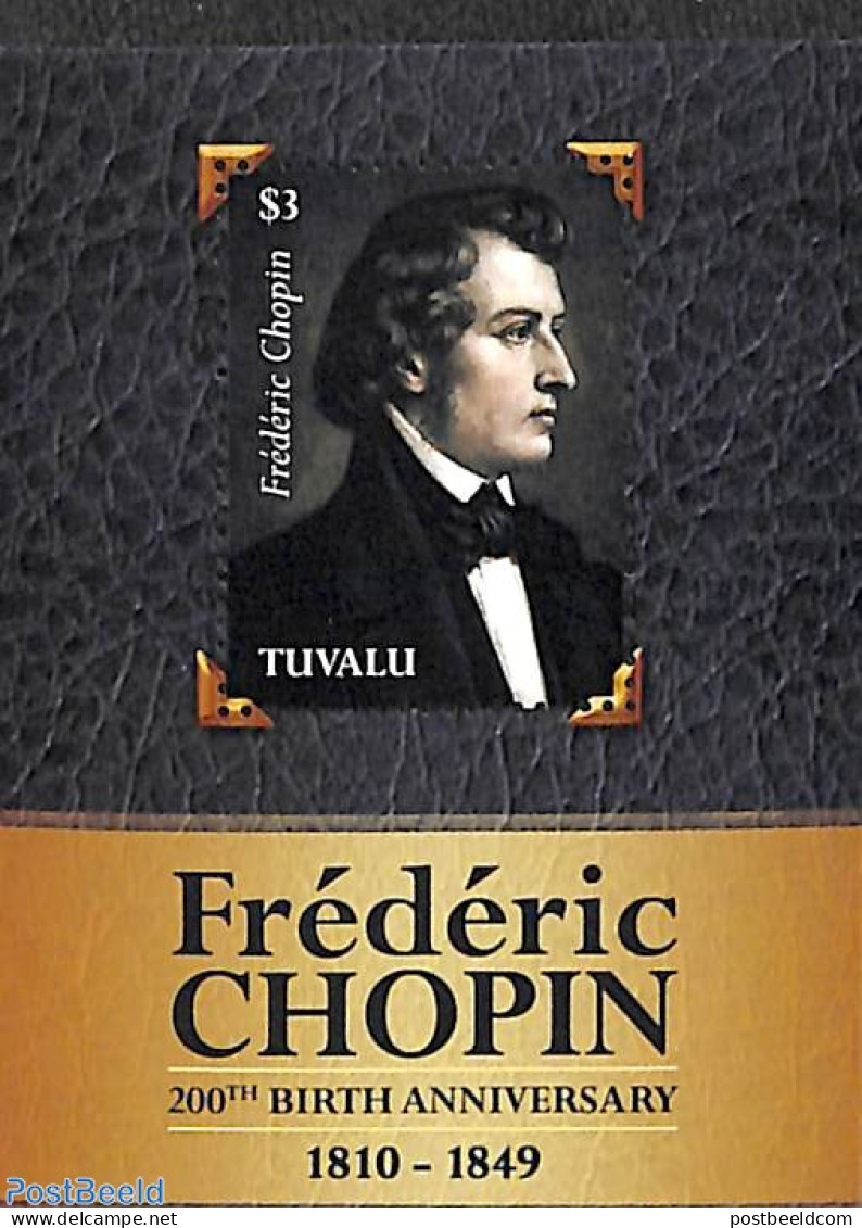 Tuvalu 2010 Frederic Chopin S/s, Mint NH, Performance Art - Music - Art - Composers - Musica