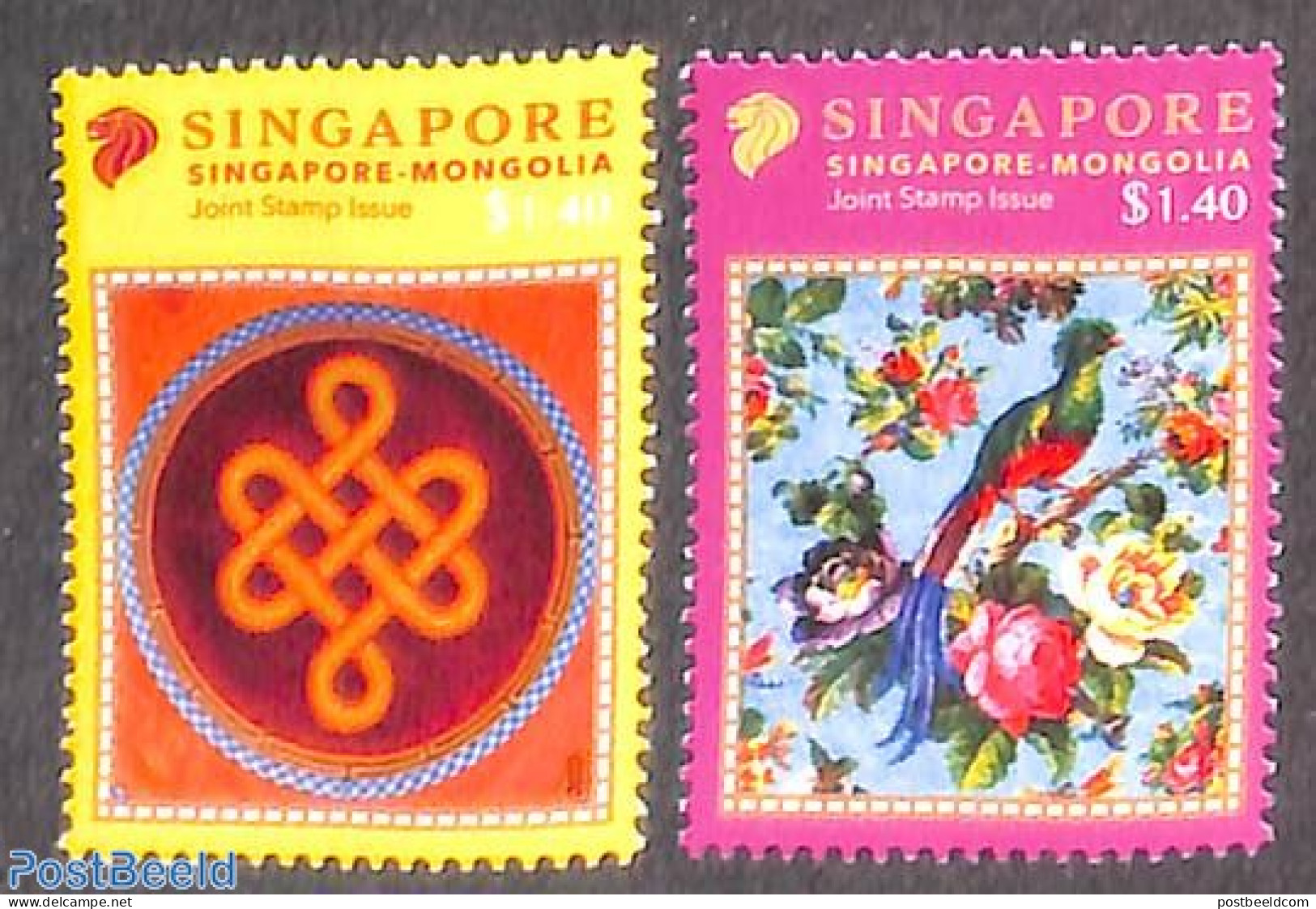 Singapore 2020 Joint Issue Mongolia 2v, Mint NH, Nature - Various - Birds - Joint Issues - Emissions Communes