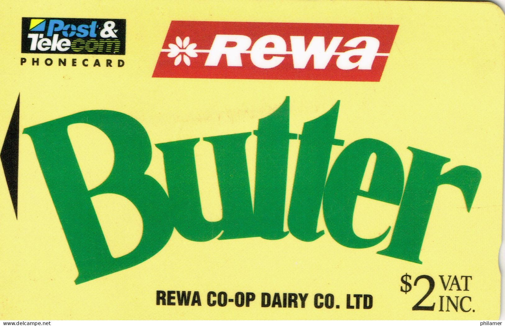 FIDJI FIJI Telecarte Phonecard CARTE MAGNETIQUE 2 $ SUVA REWA BUTTER CO-OP DAIRY CO BEURRE PUBLICITE UT BE - Fiji