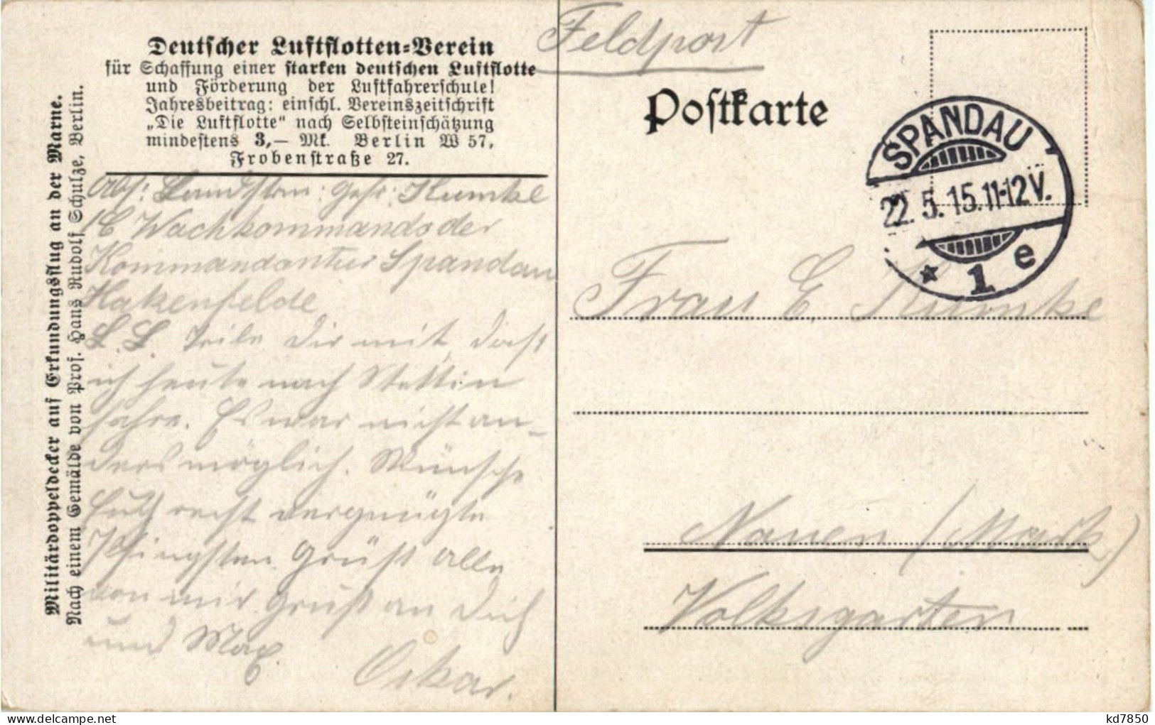 Militärdoppeldecker über Marne - Oorlog 1914-18