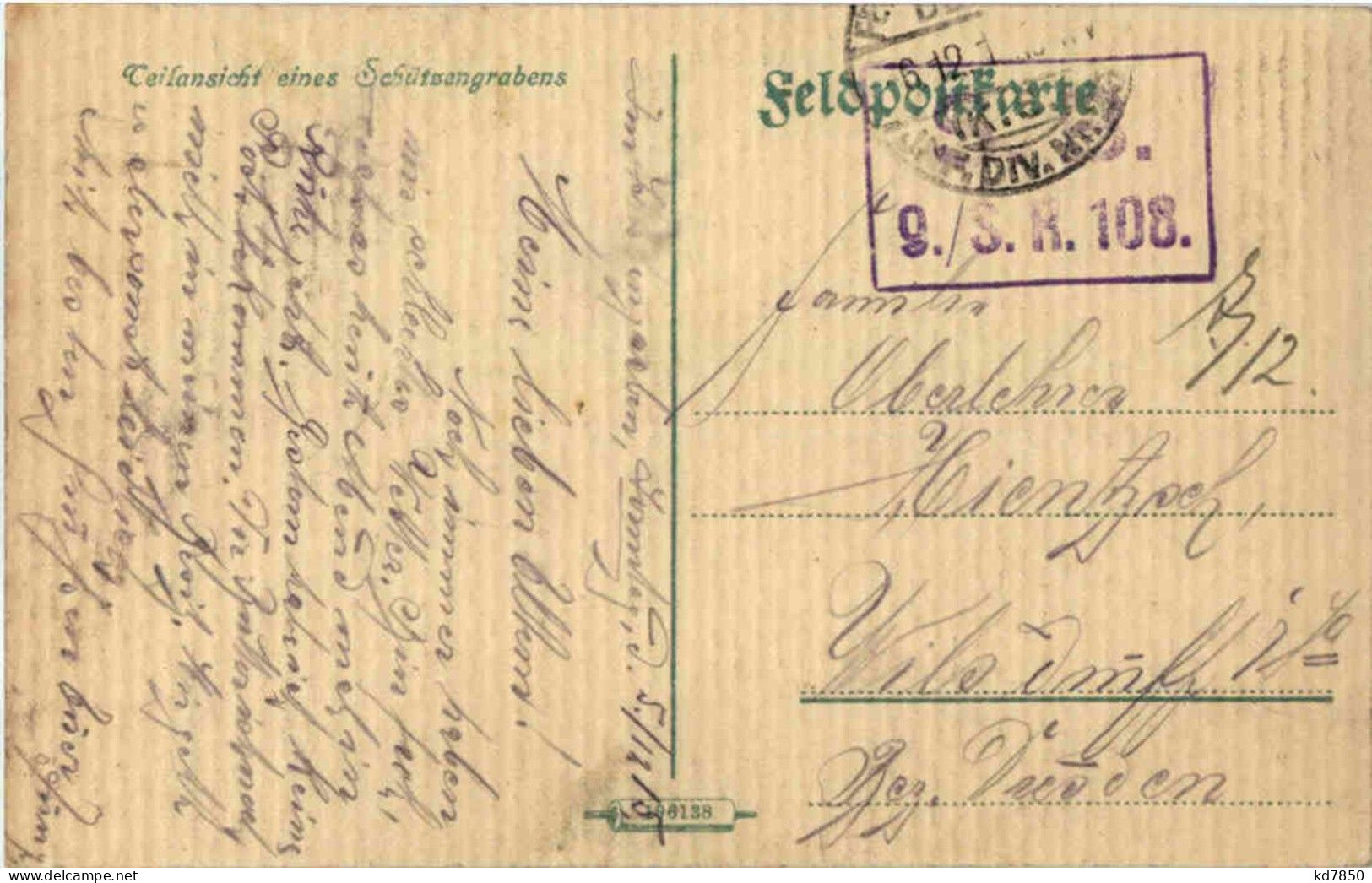 Schützengraben - Feldpost - Oorlog 1914-18