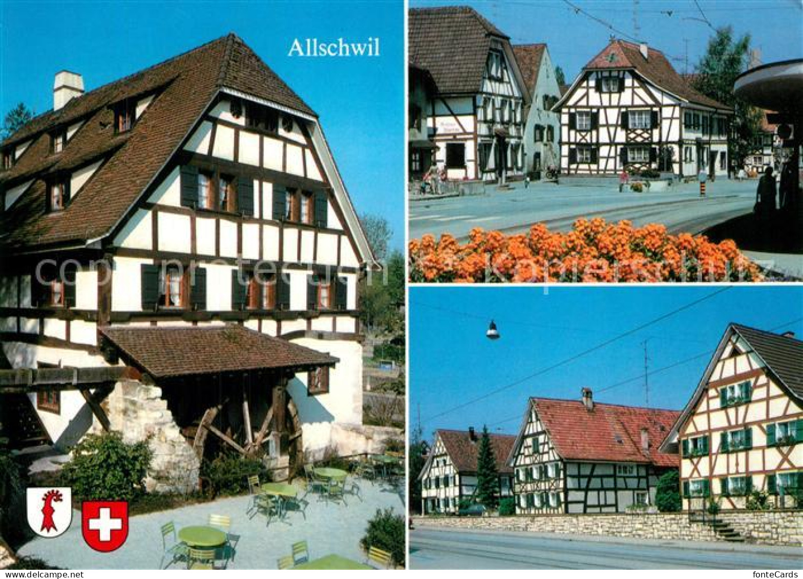 13594934 Allschwil Teilansichten Muehlrad Fachwerkhaeuser Allschwil - Sonstige & Ohne Zuordnung