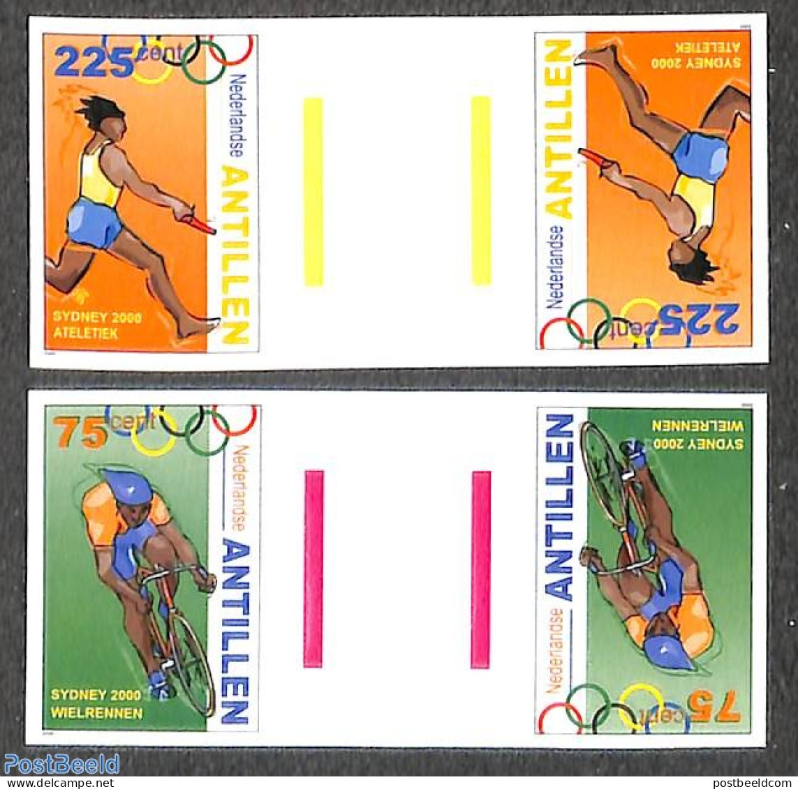 Netherlands Antilles 2000 Olympic Games 2, Gutterpairs, Imperforated, Mint NH, Sport - Cycling - Olympic Games - Cyclisme