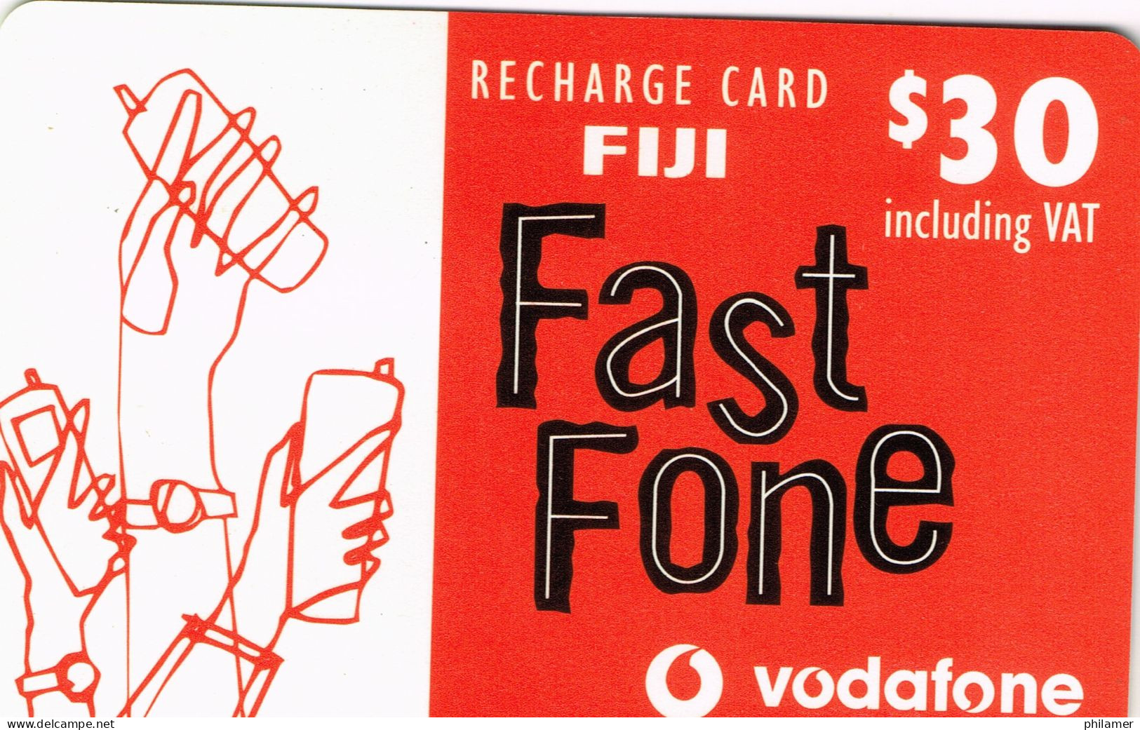 FIDJI FIJI Telecarte Phonecard PREPAID PREPAYEE RECHARGE CARD FAST FONE VODAFONE AUSTRALIA  UT BE - Fidji