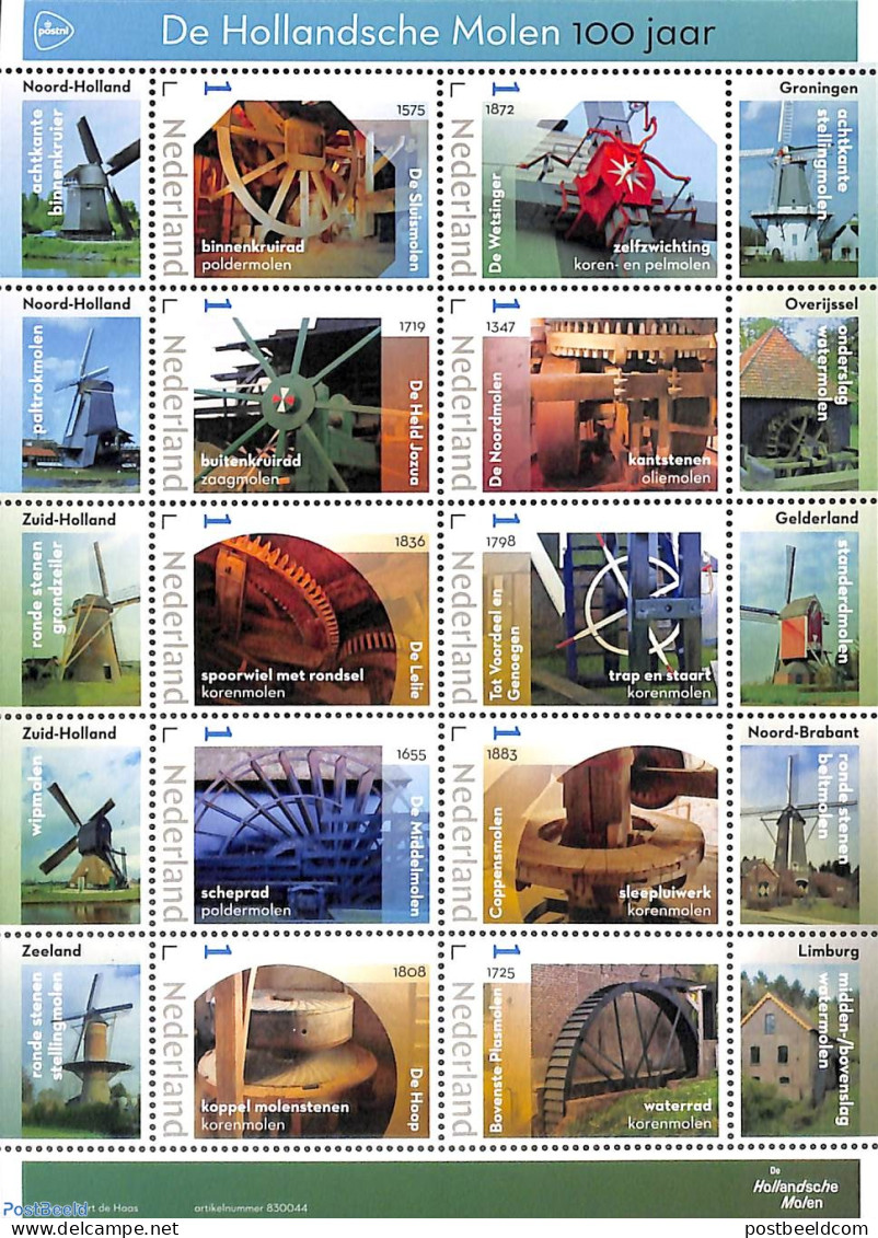 Netherlands - Personal Stamps TNT/PNL 2023 Wind- And Watermills 10v M/s, Mint NH, Various - Mills (Wind & Water) - Molinos