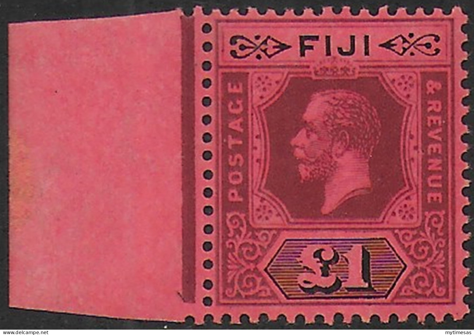 1914 Fiji George V 1£ Purple And Black/red Sm MNH SG N. 137 - Other & Unclassified
