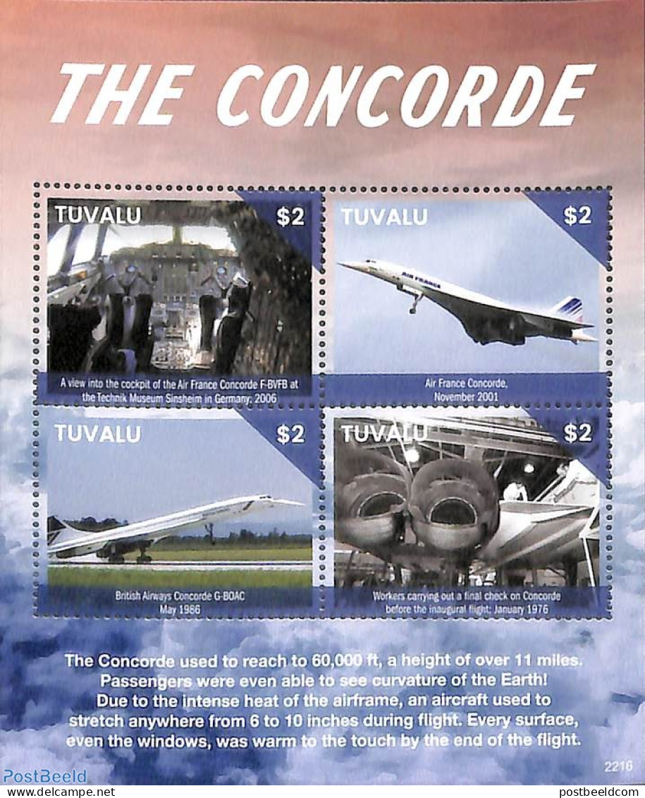 Tuvalu 2022 The Concorde 4v M/s, Mint NH, Transport - Concorde - Aircraft & Aviation - Concorde