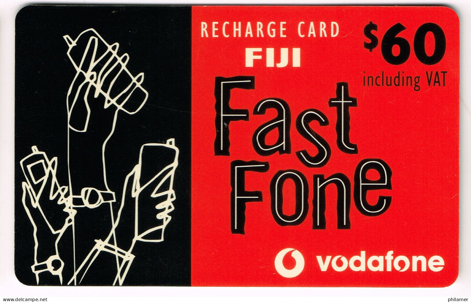 FIDJI FIJI Telecarte Phonecard PREPAID PREPAYEE RECHARGE CARD FAST FONE VODAFONE AUSTRALIA 60 $ UT BE - Fidji