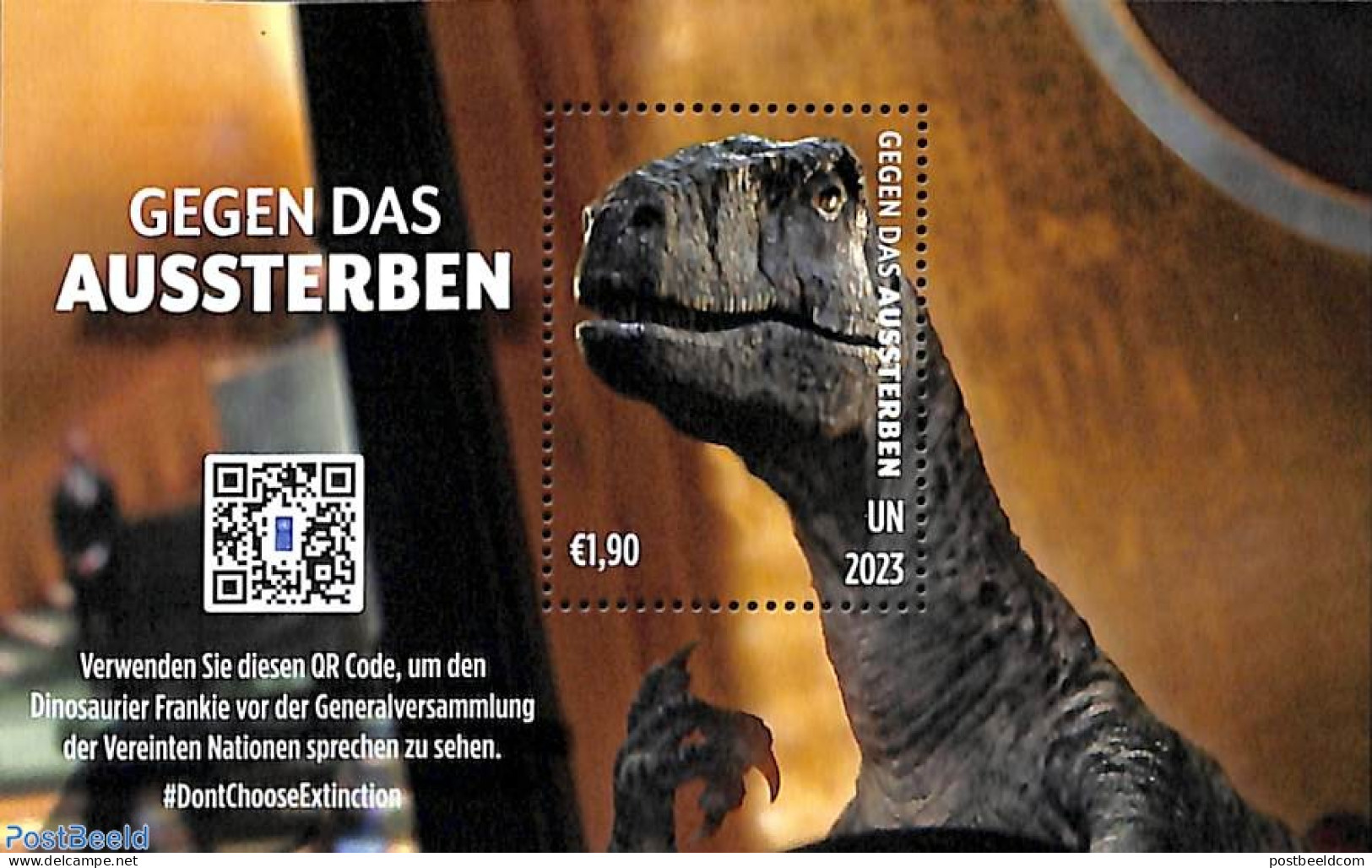 United Nations, Vienna 2023 Don't Choose Extinction S/s, Mint NH, Nature - Prehistoric Animals - Vor- U. Frühgeschichte