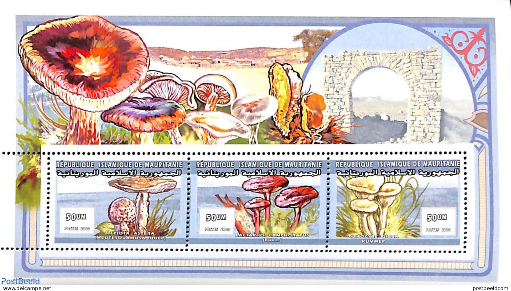 Mauritania 2000 Mushrooms 3v M/s, Mint NH, Nature - Mushrooms - Pilze