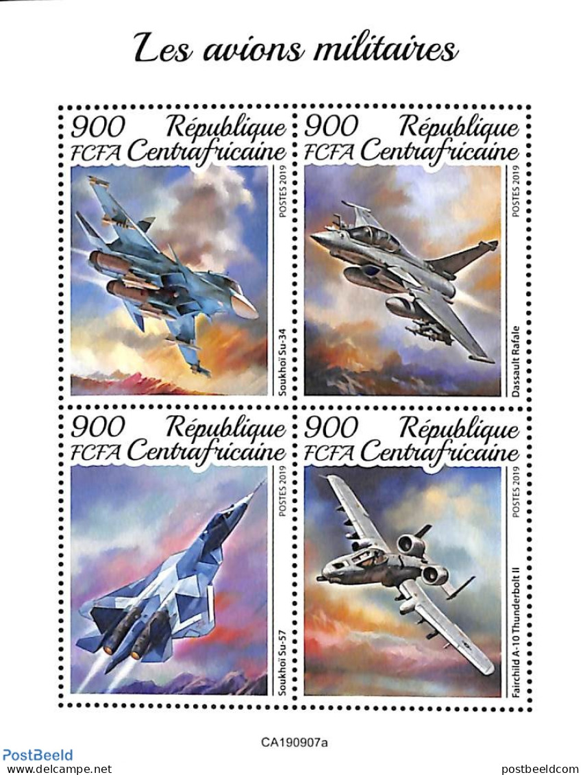 Central Africa 2019 Military Planes 4v M/s, Mint NH, Transport - Aircraft & Aviation - Aviones