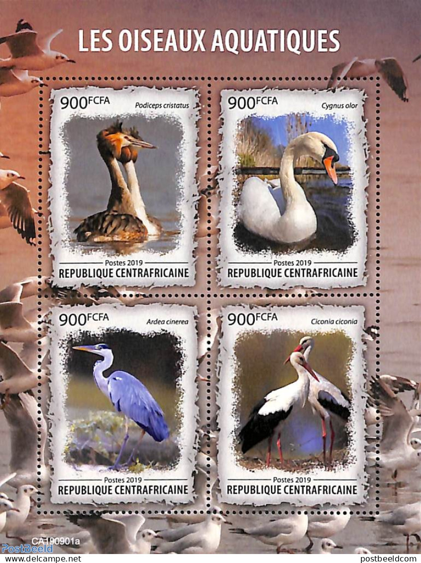 Central Africa 2019 Water Birds 4v M/s, Mint NH, Nature - Birds - Zentralafrik. Republik