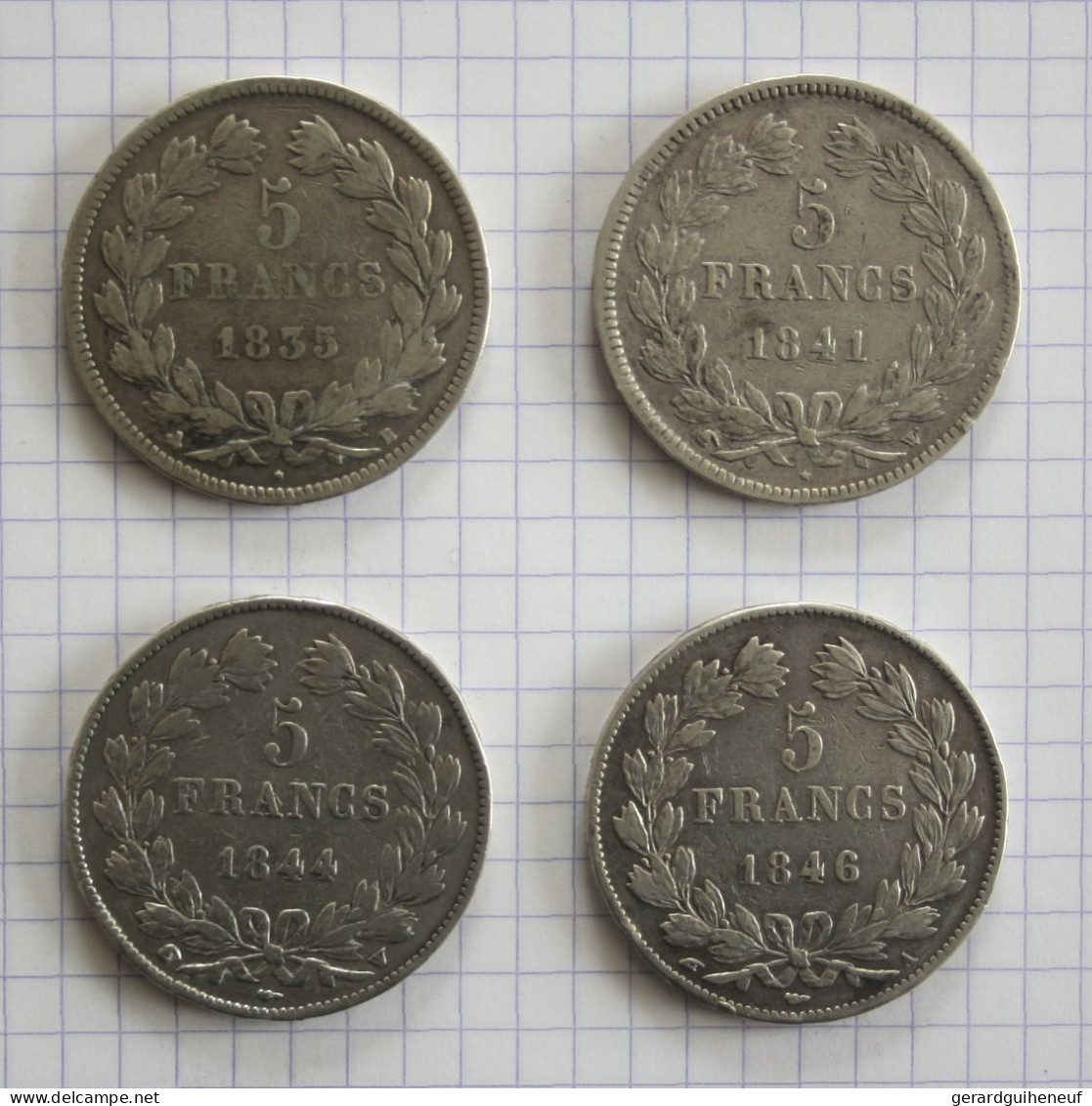 ARGENT : 4 Monnaies Françaises De Louis-Phillipe 1er - De 1835 à 1846 - Vrac - Monnaies