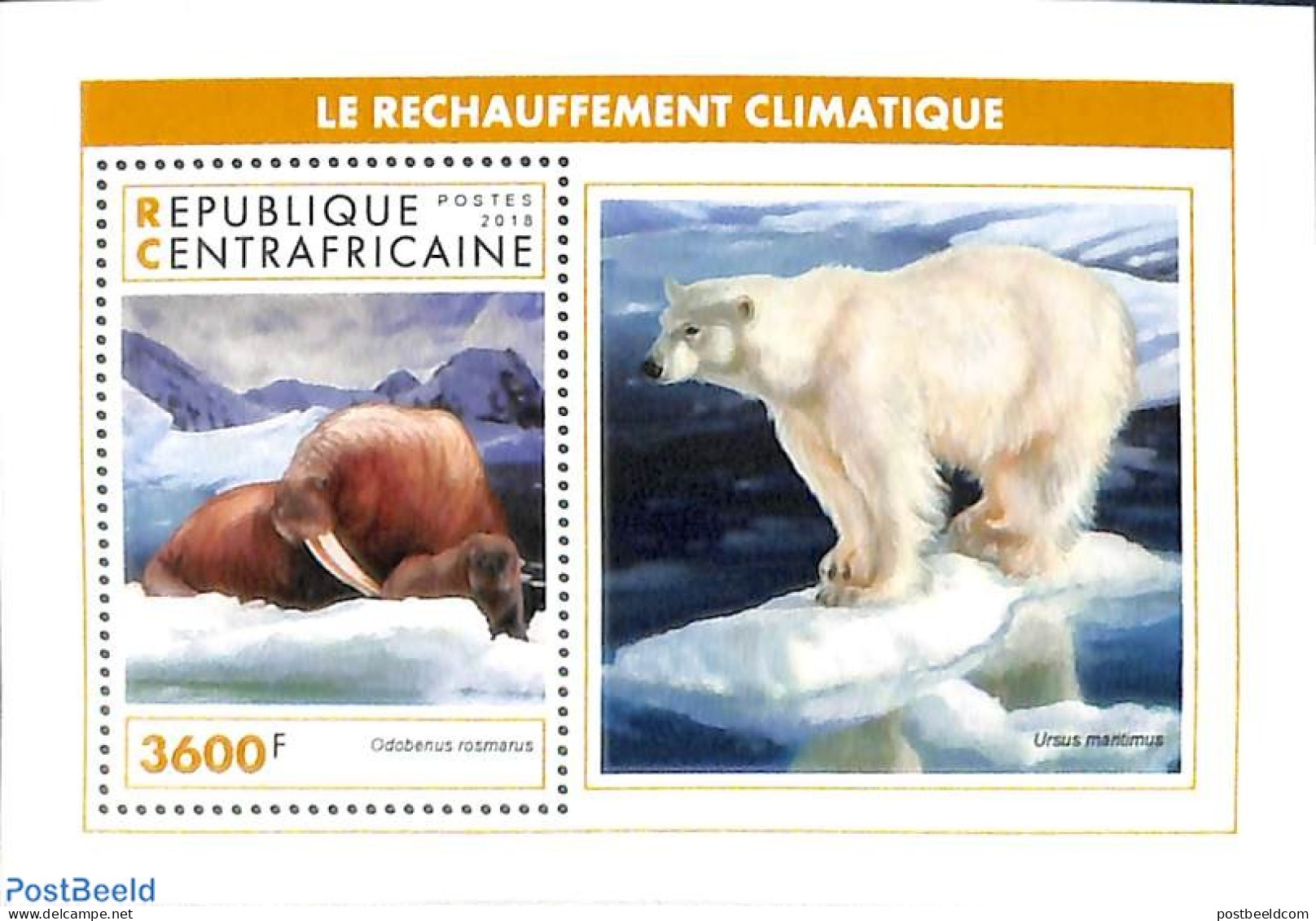 Central Africa 2018 Global Warming S/s, Mint NH, Nature - Environment - Sea Mammals - Protección Del Medio Ambiente Y Del Clima