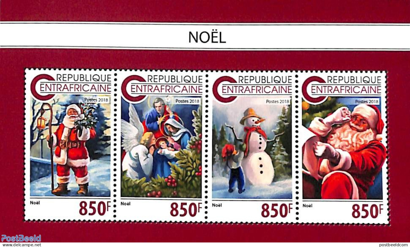 Central Africa 2018 Christmas 4v M/s, Mint NH, Religion - Christmas - Noël