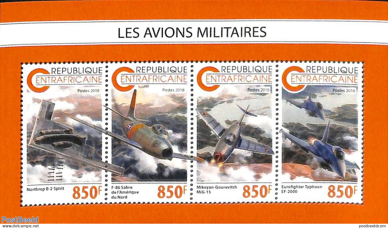 Central Africa 2018 Military Planes 4v M/s, Mint NH, Transport - Aircraft & Aviation - Aerei