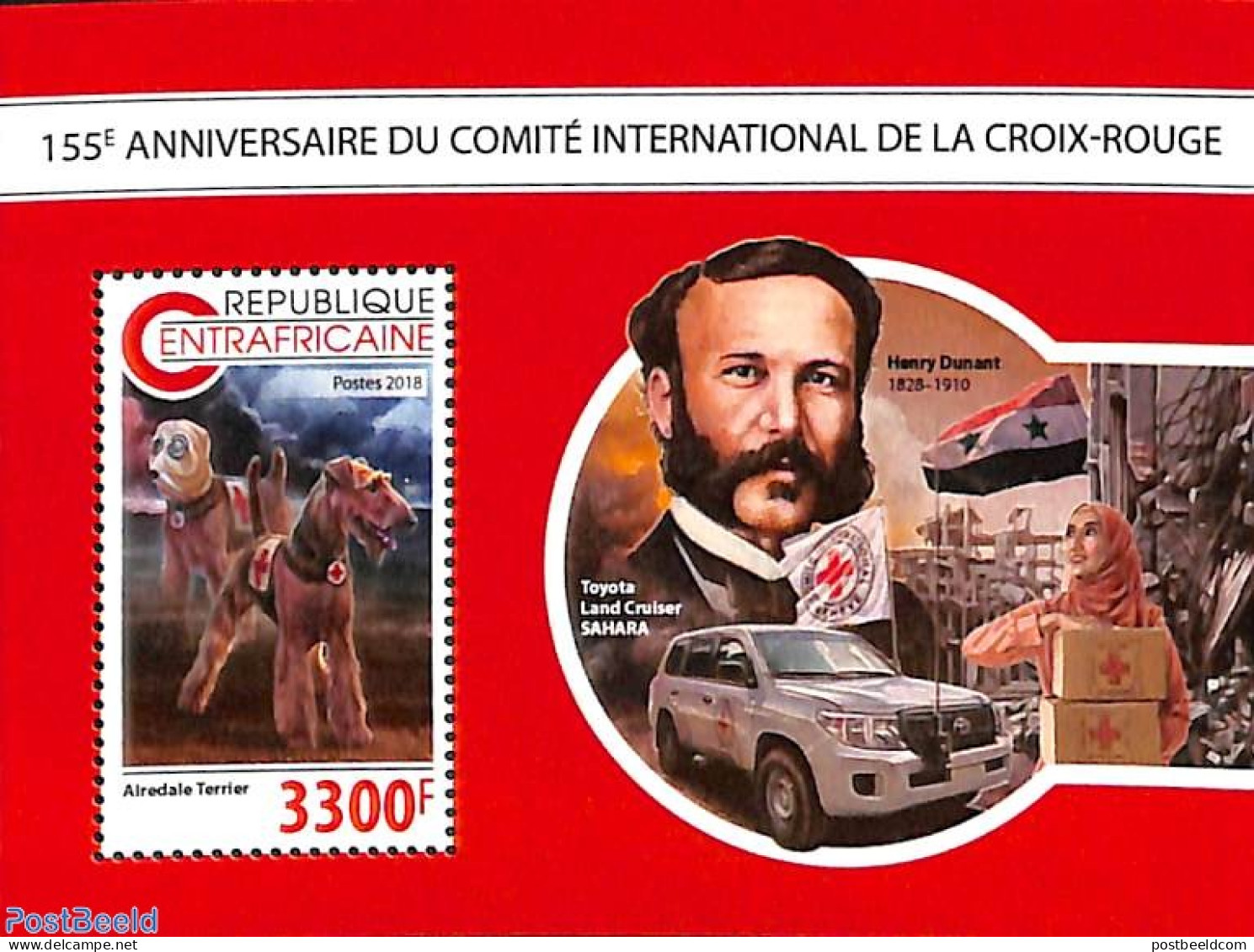 Central Africa 2018 Red CRoss S/s, Mint NH, Health - Nature - Red Cross - Dogs - Red Cross