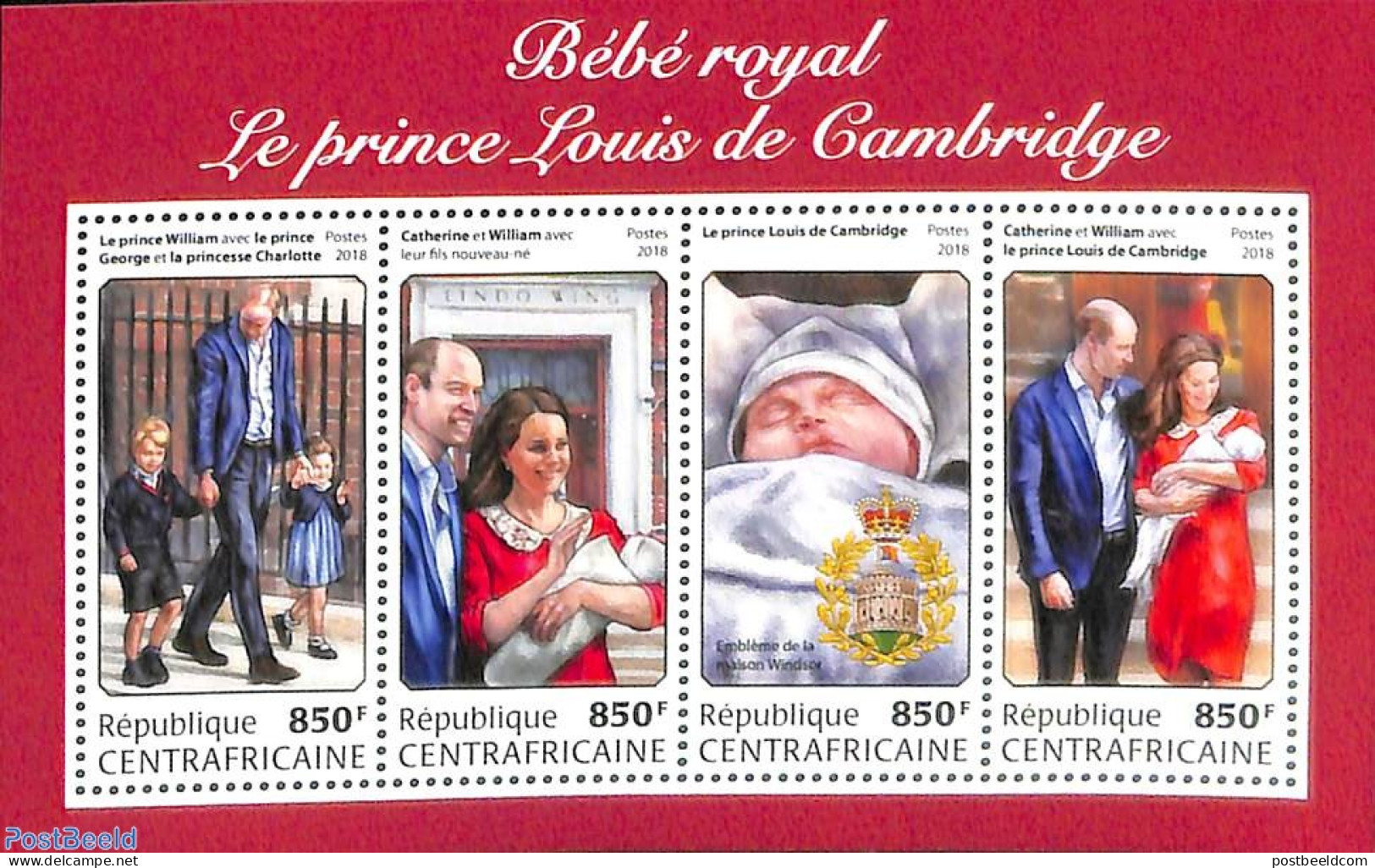 Central Africa 2018 Royal Baby 4v M/s, Mint NH, History - Kings & Queens (Royalty) - Familias Reales
