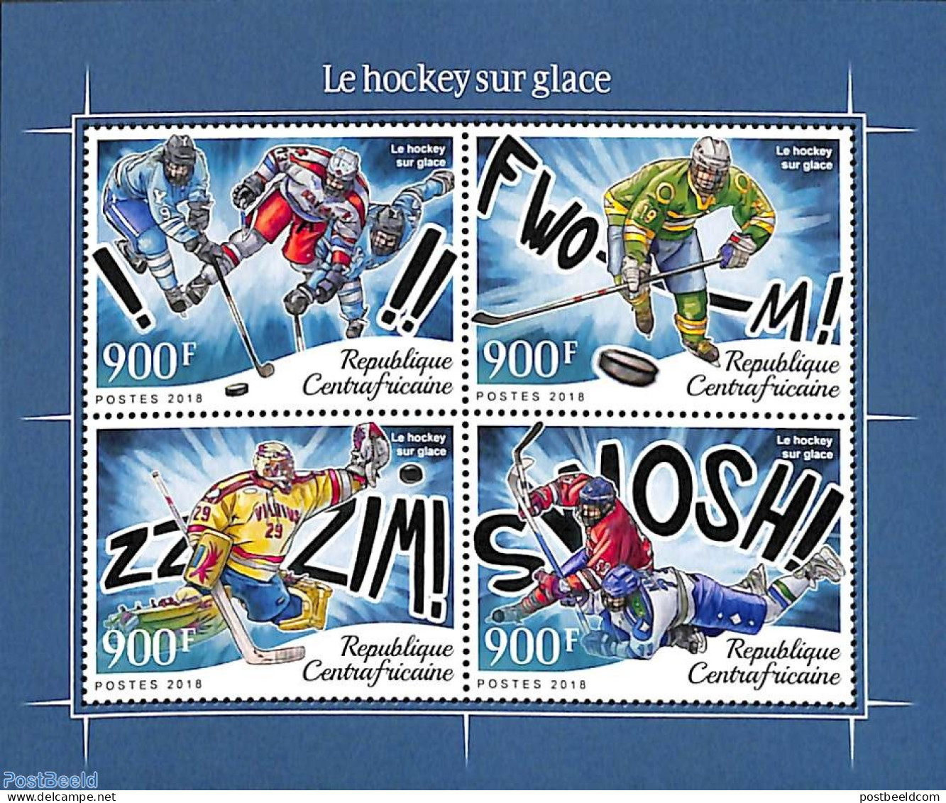 Central Africa 2018 Ice Hockey 4v M/s, Mint NH, Sport - Ice Hockey - Hockey (su Ghiaccio)