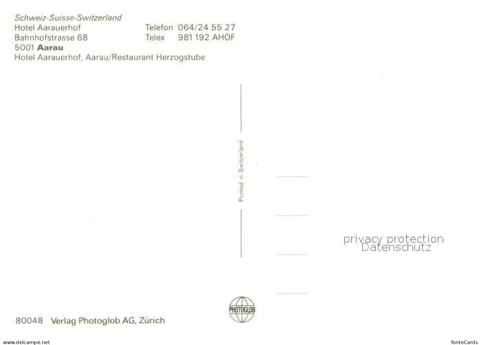 13591992 Aarau AG Hotel Aarauerhof Herzogstube Aarau AG - Autres & Non Classés