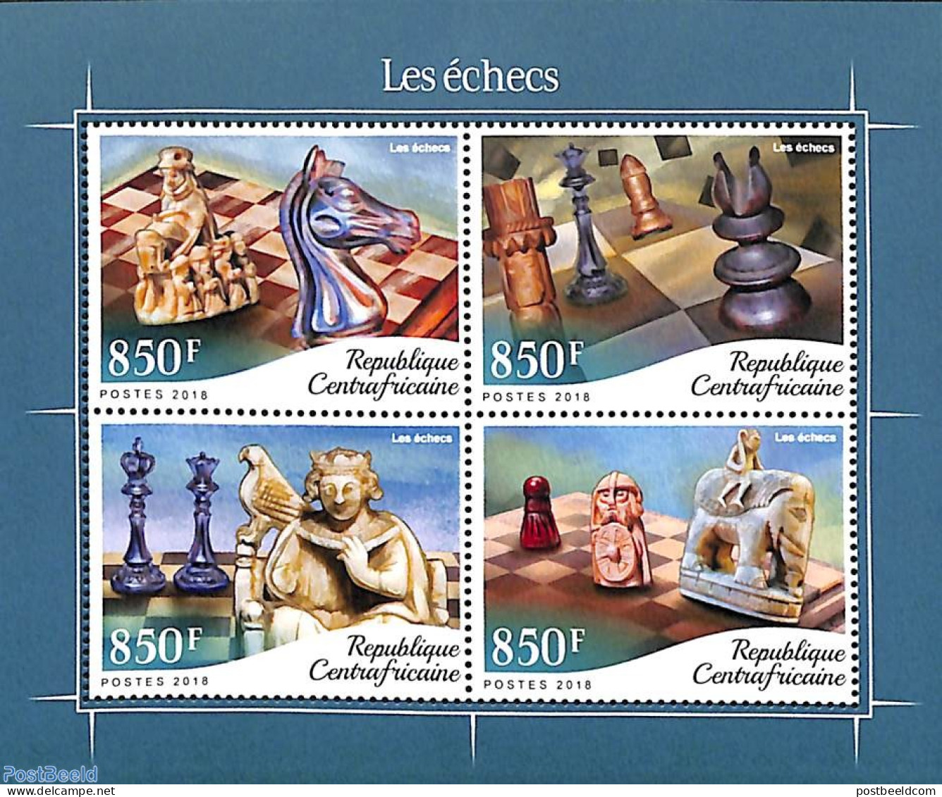 Central Africa 2018 Chess 4v M/s, Mint NH, Sport - Chess - Chess