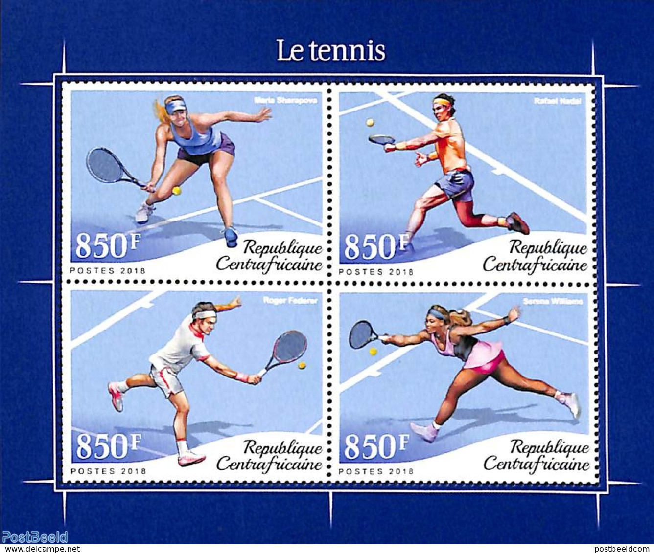 Central Africa 2018 Tennis 4v M/s, Mint NH, Sport - Tennis - Tenis